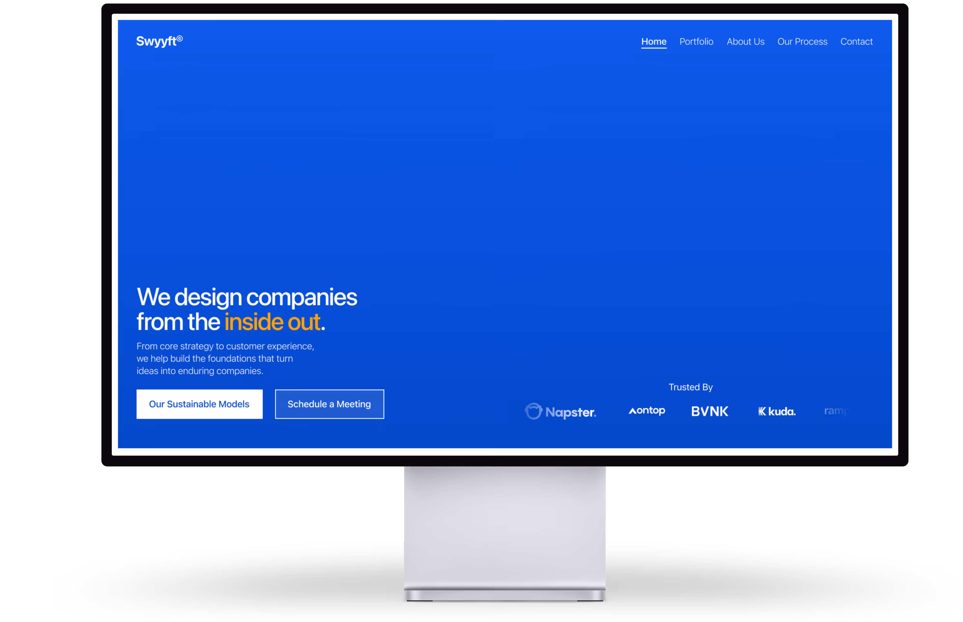 Hero image for Suyash Bahadur Shrestha's portfolio showcasing a Project in Apple Studio display mockup.